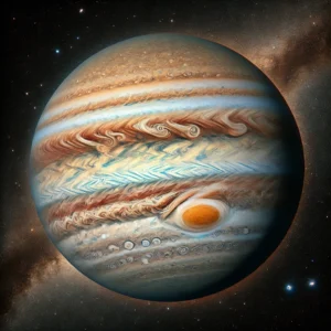 A high-powered telescope image of Jupiter’s Great Red Spot and atmospheric bands during opposition in December 2024Jupiter Opposition